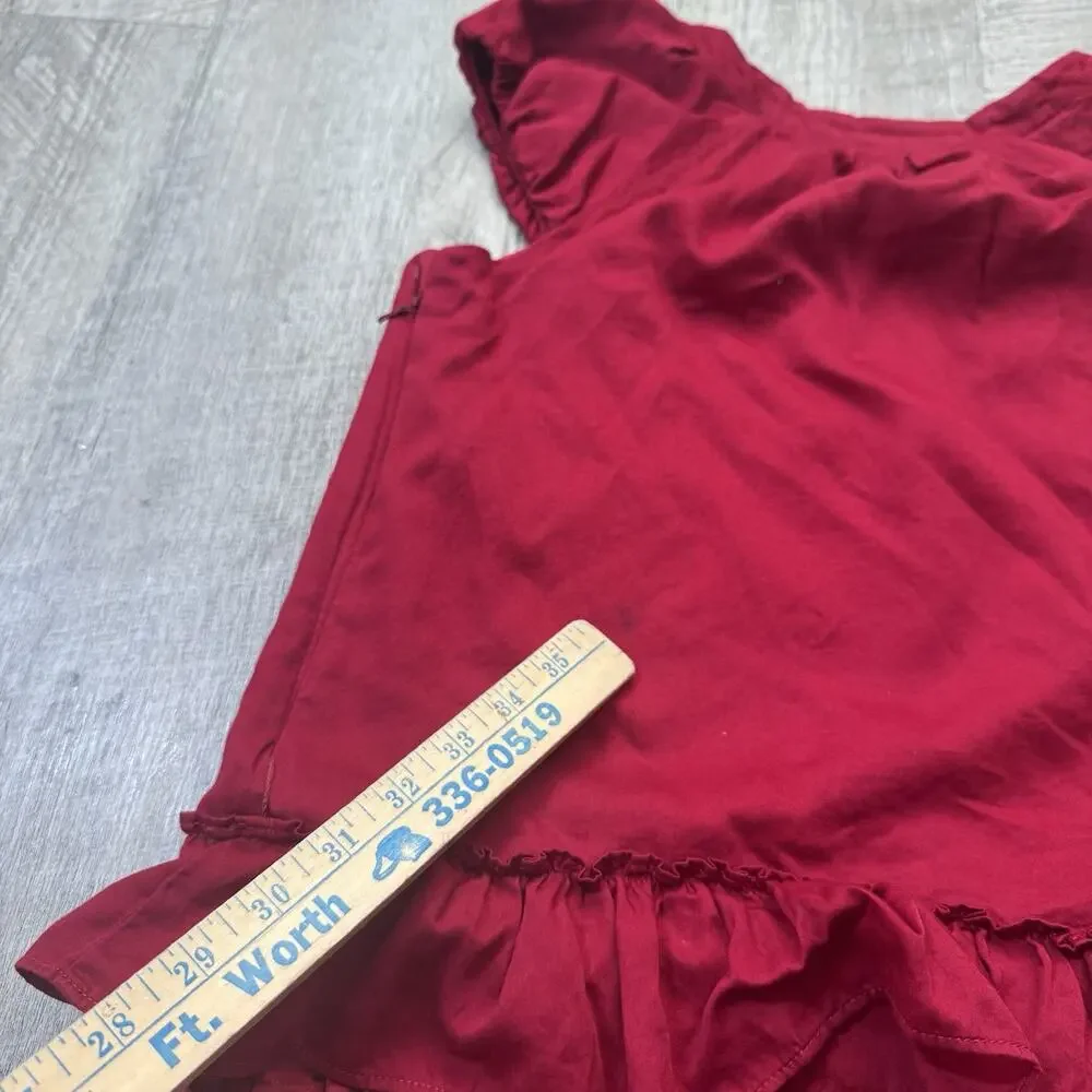 GAP Girls XXL 14 16 Red Holiday Dress Cap Sleeve Satin Ruffle Lined Party